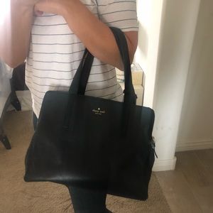 Black Leather Kate Spade Tote Bag
